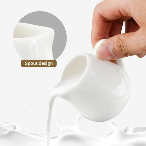 Miniatura 4 de 12 mini crema de cerámica, jarra pequeña de crema de porcelana de 3 onzas, jarra pequeña de jarabe, jarra de crema de café, dispensador de crema