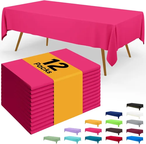 Miniatura 134 de Smiry - Juego de 6 manteles desechables, 54 x 78 pulgadas, manteles impermeables rectangulares para fiestas, cubierta de mesa de plástico