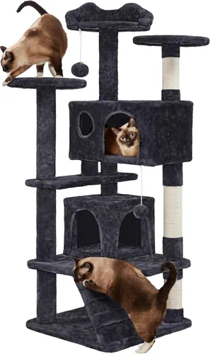 Miniatura 20 de Yaheetech Árbol para gatos XL, torre de varios niveles de 80 pulgadas con postes rascadores, cuevas dobles, plataformas encaramadas y bolas