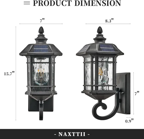 Miniatura 5 de Aplique solar para exteriores de 15.7 pulgadas de altura, accesorio de iluminación exterior del atardecer al amanecer, lámpara de pared solar