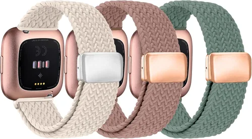 Miniatura 9 de Pack de 6 bandas de nailon compatibles con Fitbit Versa, banda de reemplazo suave, elástica, ajustable y elegante, adecuada para hombres y mujeres