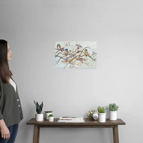 Miniatura 2 de Vinilo decorativo para pared, diseño de pájaros en flor de cerezo