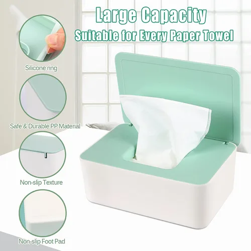Miniatura 3 de NOVWANG Paquete de 3 dispensadores de toallitas para bebés con tapas, mantiene las toallitas frescas, contenedor de toallitas recargables con diseño