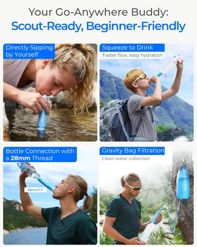 Miniatura 4 de Waterdrop Filtro de agua de gravedad, portátil, purificador de agua para supervivencia, campamento, senderismo, mochila y preparación de emergencia