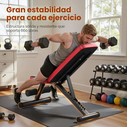 Miniatura 5 de NICEPEOPLE Banco de pesas básico para gimnasio en casa, banco ajustable de 8 respaldos con capacidad de peso de 299 kg para pecho, hombros, brazos