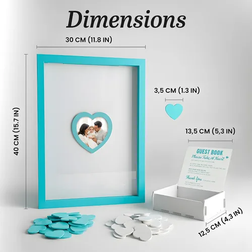 Miniatura 3 de Libro de invitados de boda azul alternativo para recepción con corazones de madera, un marco, decoración de libros, recuerdos para boda, ideas