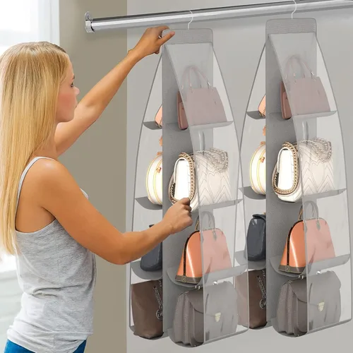 Miniatura 3 de Fixwal Organizador de bolso para armario, paquete de 2 con 8 bolsillos para colgar, bolsa organizadora de bolsa para coleccionar, organizadores