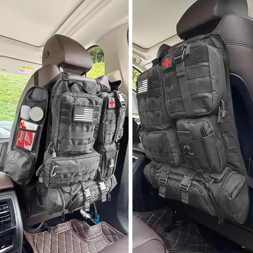 Miniatura 8 de Paquete de 7 organizadores tácticos para respaldo de asiento, organizador de camión con 6 bolsas desmontables, universal para automóvil, camión