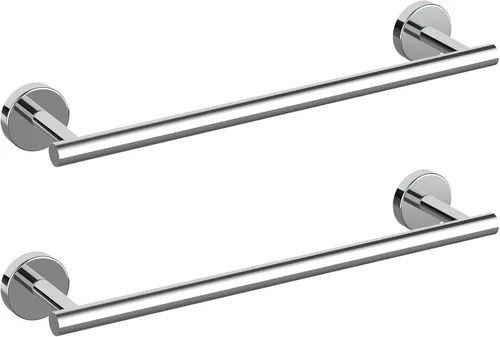 Cilee 2 Piezas Barra de Toalla de Baño de Cromo Pulido, Barra de Toalla Doble de 24 Pulgadas, Portarrollos de Toalla de Baño de Acero Inoxidable