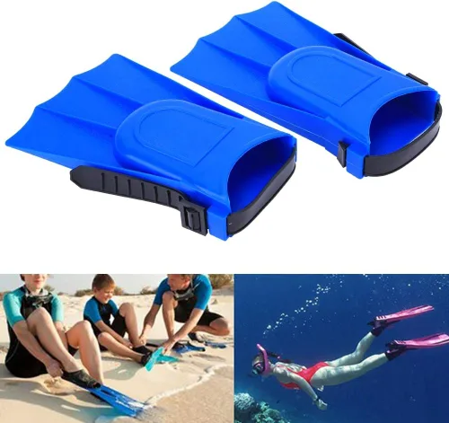 Miniatura 5 de Keenso Aletas de natación para niños, 1 par de aletas cortas de buceo para niños, aletas de entrenamiento de natación de PVC, aletas ligeras de buceo