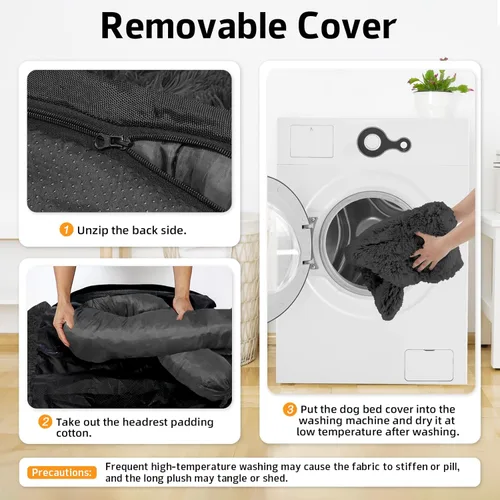 Miniatura 4 de Cama calmante para perro, tapete de felpa esponjosa para perros con protector de muebles con funda extraíble lavable para perros y gatos grandes