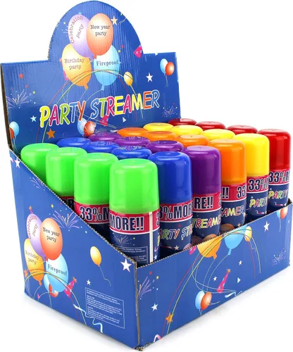 Miniatura 2 de Party Streamer - Cuerda en aerosol en una lata para niños, suministros de fiesta para niños, perfecto para fiestas/eventos, 2 cajas de 24 latas