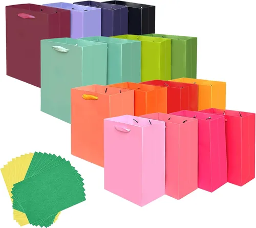 Miniatura 12 de qiqee 10 mini bolsas de regalo color verde frijol con asas de papel de seda de 6.3 x 4.7 x 2.4 pulgadas, tamaño pequeño para regalos de fiesta