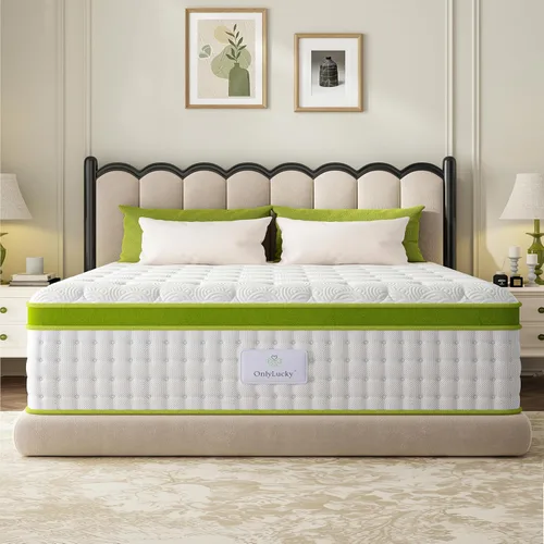 Onlylucky Colchón individual de 12 pulgadas, colchón firme de tamaño individual en una caja con espuma viscoelástica de gel y resortes individuales