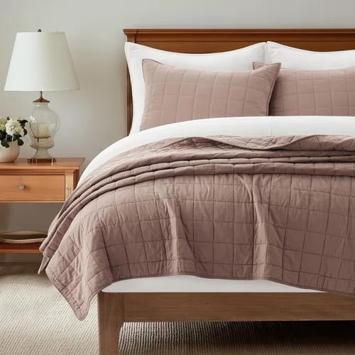 Miniatura 20 de EVERGRACEHOME Juego de Ropa de Cama Acolchado con Puntada de Caja de 100% Algodón Tamaño Queen 3 Piezas, Cobertor Lavado como Prenda Ligero Suave