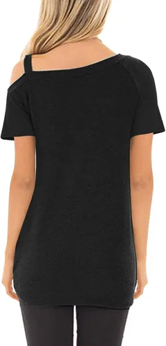 Miniatura 3 de Temofon - Camisetas de mujer, sin hombros, camiseta de verano informal, de manga corta, con diseño de nudo trasero y hombros desnudos, tallas S a 2XL