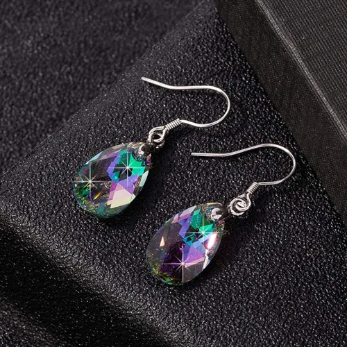 Miniatura 10 de Aretes colgantes de cristal austriaco con forma de lágrima para mujer, joyería hipoalergénica de plata de ley 925