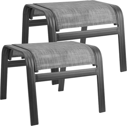 Miniatura 12 de Reposapiés para patio al aire libre, asiento otomano, de textileno, portátil, de metal, sillas de patio, 2 unidades, color marrón