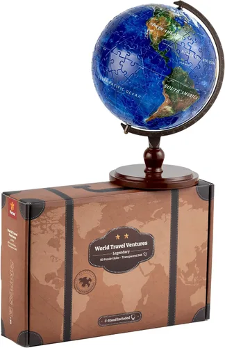 Miniatura 8 de Pintoo Rompecabezas 3D clásico pequeño globo de tierra de 6 pulgadas con 240 piezas de plástico curvas, globos del mundo para adultos unisex