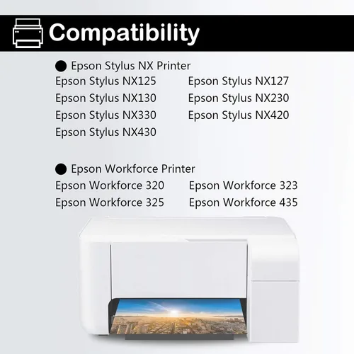 Miniatura 2 de Paquete de 5 cartuchos de tinta remanufacturados T124 para Epson 124 uso para Epson Stylus NX125 NX127 NX130 NX230 NX330 NX420 NX430 Workforce 320
