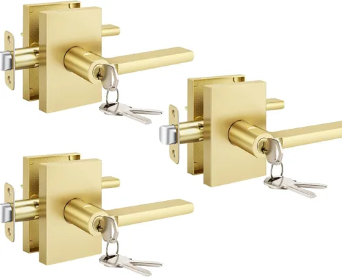 Miniatura 22 de Goldenwarm Manijas de puerta ficticias doradas, aleación de zinc resistente, palanca de puerta interior sin giro para pasillo y armario, perilla