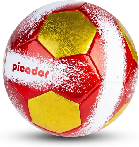 Miniatura 8 de PP PICADOR Balones de fútbol tamaño 4, pelota de fútbol de cuero láser para entrenamiento deportivo y juego de partidos, juego de bolas de fútbol