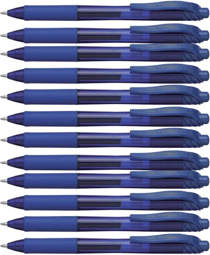 Pentel EnerGel-X - Bolígrafo retráctil de gel líquido (0.039 pulgadas), punta de metal, tinta azul, caja de 12 unidades (BL110-C)