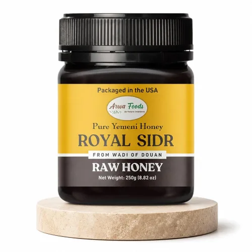 Miniatura 8 de Arwa Foods Royal Sidr AA+ - Miel cruda Royal Yemeni de Wadi of Douan - Miel cruda 100% sin filtrar, cruda y pura, sellada y empaquetada en Estados