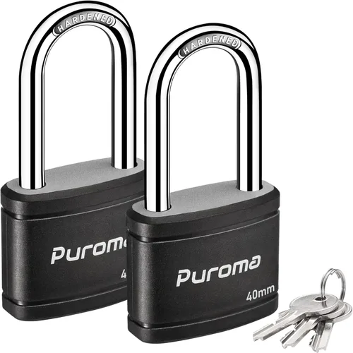 Miniatura 10 de Puroma Candado con Llave con 2 Llaves Iguales, Candado de Casillero de 1.8 Pulgadas (40mm) Candados de Alta Resistencia para Puerta, Valla, Cerrojo