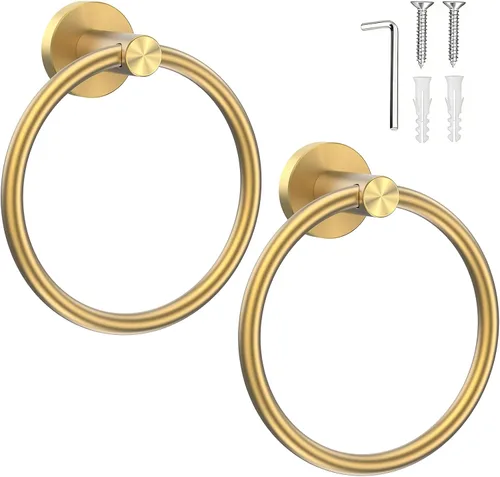 Miniatura 16 de SetSail Toallero de acero inoxidable con rosca para pared de baño, toallero de mano de acero inoxidable para baño, agujero de taladro de cocina