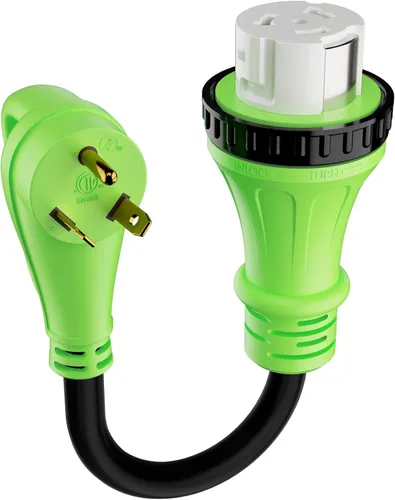 Miniatura 14 de Cable adaptador de generador RV de 30 amperios a 50 amperios, enchufe macho de bloqueo giratorio NEMA L5-30P a receptáculo hembra NEMA 14-50R