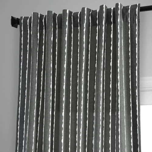 Miniatura 7 de HPD Half Price Drapes Cortinas abstractas con estampado a rayas de 108 pulgadas de largo, cortinas de algodón de lujo (1 panel), cortinas