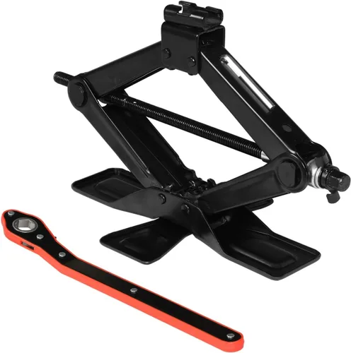 TCE AST10202SU Torin Wide Base Cross Car Scissor Jack: Gatos portátiles de acero para neumáticos de elevación rápida incluyen llave de trinquete