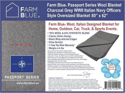 Miniatura 5 de Farm Blue Manta de emergencia de supervivencia de lana, estilo militar, 80 x 62 pulgadas, gruesa y ligera, para campamento militar, mantas