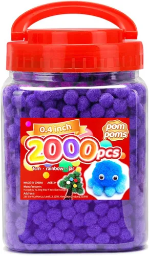 Miniatura 53 de Iooleem Pompones rosados – Tamaño surtido, 1200 piezas con ojos móviles, opciones de purpurina, perfectos para artes y manualidades