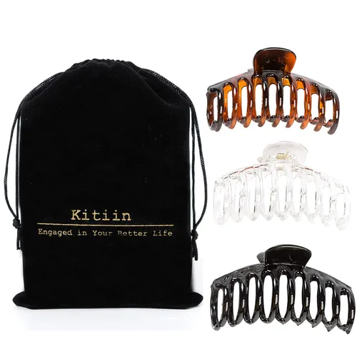 Miniatura 12 de Pinzas grandes para el cabello grueso, fino y fino, dientes de sujeción fuerte, pinzas de mandíbula granate entrelazadas para mujeres, juego de 3