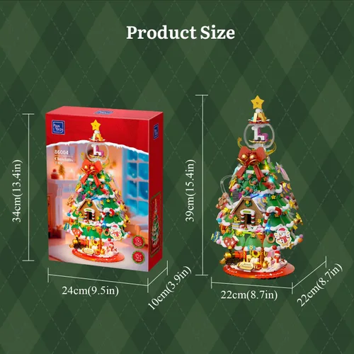 Miniatura 7 de Set de bloques de construcción de árbol de Navidad PANTASY, gran modelo festivo con luces LED incorporadas, bola de cristal en la parte superior