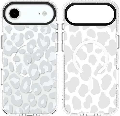 Miniatura 40 de SAKUULO Funda magnética para iPhone 11 Pro Max [Compatible con MagSafe] Patrón de Estampado de Leopardo Gris Claro Funda de Carga Inalámbrica