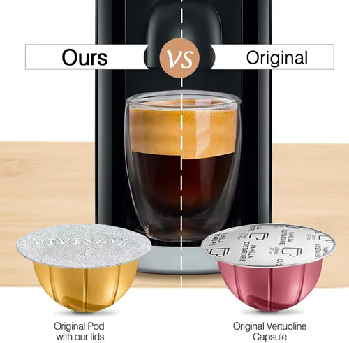 Miniatura 3 de VIVI SKY 120 tapas de papel de aluminio para cápsulas Nespresso reutilizables Vertuoline, cápsulas de café, sellos, cubiertas adhesivas compatibles