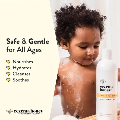 Miniatura 3 de ECZEMA HONEY Baño de burbujas cómodo de avena sin fragancia, gel de baño y baño para piel sensible, productos de baño hidratantes, baño de burbujas