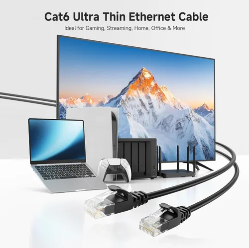 Miniatura 2 de Cable Matters Paquete de 5 cables Ethernet Cat 6 cortos sin enganches de 10 Gbps, cable Cat 6 de perfil delgado, cable Cat6, cable Ethernet fino
