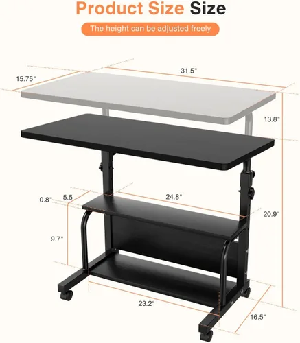 Miniatura 3 de QZMDSM Escritorio portátil con ruedas de altura ajustable para espacios pequeños, escritorio de computadora de 32 pulgadas, mesas de dibujo