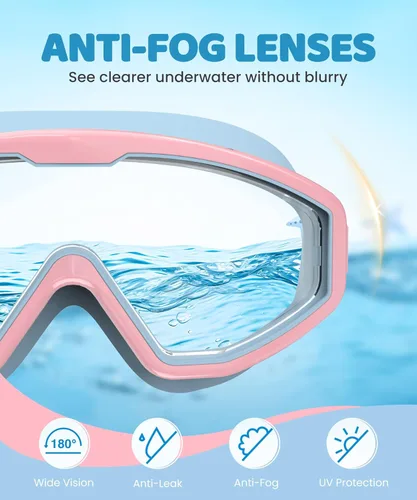 Miniatura 5 de Kids Swim Goggles, 3 Pack Swimming Goggles for Kids 4-16, Anti-Fog UV Protection Pool Glasses for Boys Girls Rosa Azul/Blanco Rosa/Púrpura