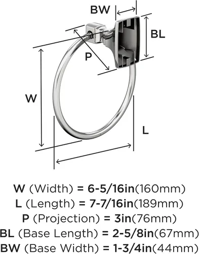 Miniatura 6 de Amerock BH36012 Highland Ridge 7-7/16" Anillo de toalla montado en la pared - Cromo Cromado