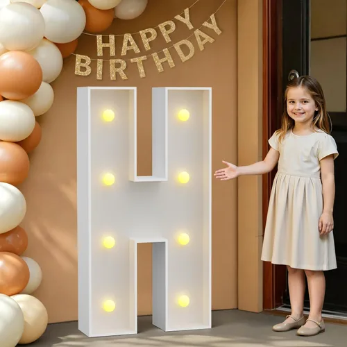 Miniatura 32 de IMPRSV Letras de mosaico iluminadas de marquesina, 4 pies para globos y fiestas, decoración de kit de arco