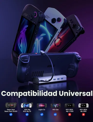 Miniatura 2 de JSAUX Estación de acoplamiento mejorada 4K@120Hz para Steam Deck OLED/ROG Ally X/Legion Go (S)/MSi Claw, estación de acoplamiento Steam Deck 6-en-1