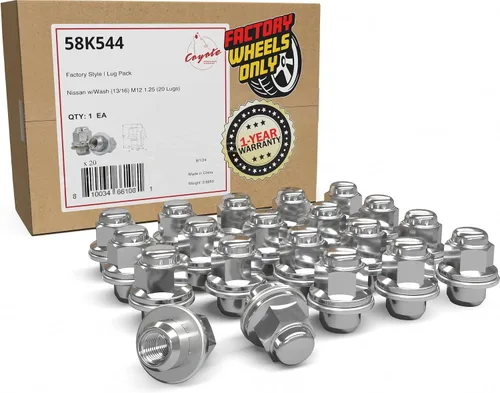 Miniatura 8 de Wheel Accessories Parts 20 piezas M12 1.25 12x1.25 rosca ET bellota de bulto (hilo extra para espaciadores) 1.42" de largo, tuerca de rueda cromada
