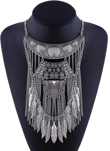 Miniatura 2 de YAZILIND Collar Collares Colgantes Vintage Maxi Gargantilla Declaración Collier Boho Mujer Joyería, Metal