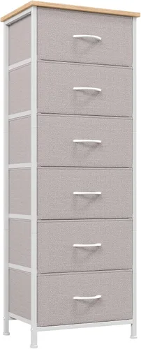 Miniatura 13 de Somdot - Cómoda estrecha con 4 cajones, cómoda delgada con cajones de tela extraíbles para armario, espacios pequeños, baño, dormitorio, lavandería