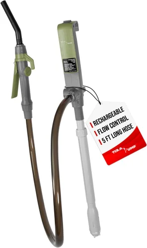 TERA PUMP [2ª generación] Bomba de transferencia de combustible con boquilla de control de flujo rápido y tubo telescópico, potente batería